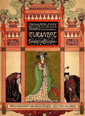 Ferruccio Busoni, Titelbild zur Orchestersuite „Turandot“ 1906, 
Entwurf von Emil Orlik für den Verlag Breitkopf und Härtel